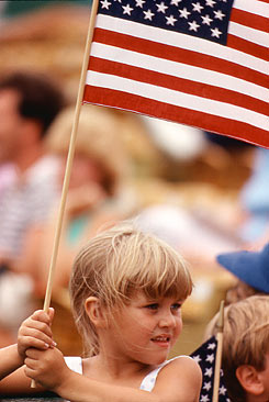 Young girl with flag photo