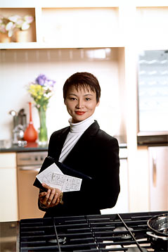 Fashionable chef in kitchen photo